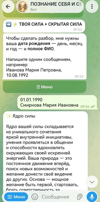 Разбор в чате с ассистентом, кадр 1